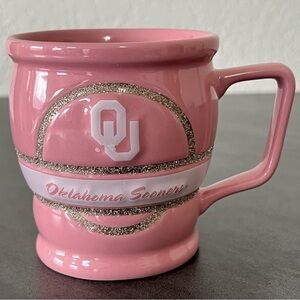 Oklahoma University Sooners Pink Bling‎ Glitter 12oz Coffee Cup Ceramic Mug OU